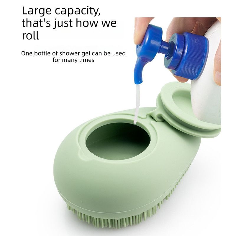 Avocado Shape Silicone Bath Brush Refillable Body Shower Brush with Hanging Loop-Brown