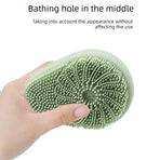 Avocado Shape Silicone Bath Brush Refillable Body Shower Brush with Hanging Loop-Blue