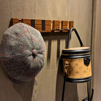 Punch Free Wooden Flip Hook Rack Wall Mounted Hidden Retractable Coat Bag Hanging Rail