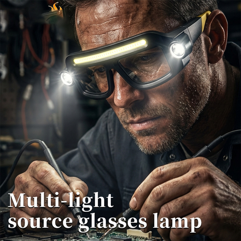 Rechargeable LED Work Safety Goggles with Head Torch Light Impact Resistant Protective Glasses for Hiking Camping Repair Night Work-blue