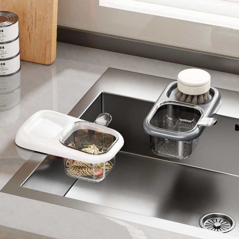 Kitchen Sink Drain Basket with Lid, Multifunctional Food Catcher Waste Filter Container for Countertop-white