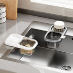 Kitchen Sink Drain Basket with Lid, Multifunctional Food Catcher Waste Filter Container for Countertop-cream