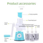 Manual Rotary Vegetable Slicer Grater, Multi‑Function Hand Crank Food Processor for Veggie Fruit Prep-blue