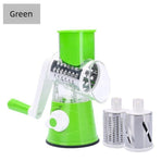 Manual Rotary Vegetable Slicer Grater, Multi‑Function Hand Crank Food Processor for Veggie Fruit Prep-green