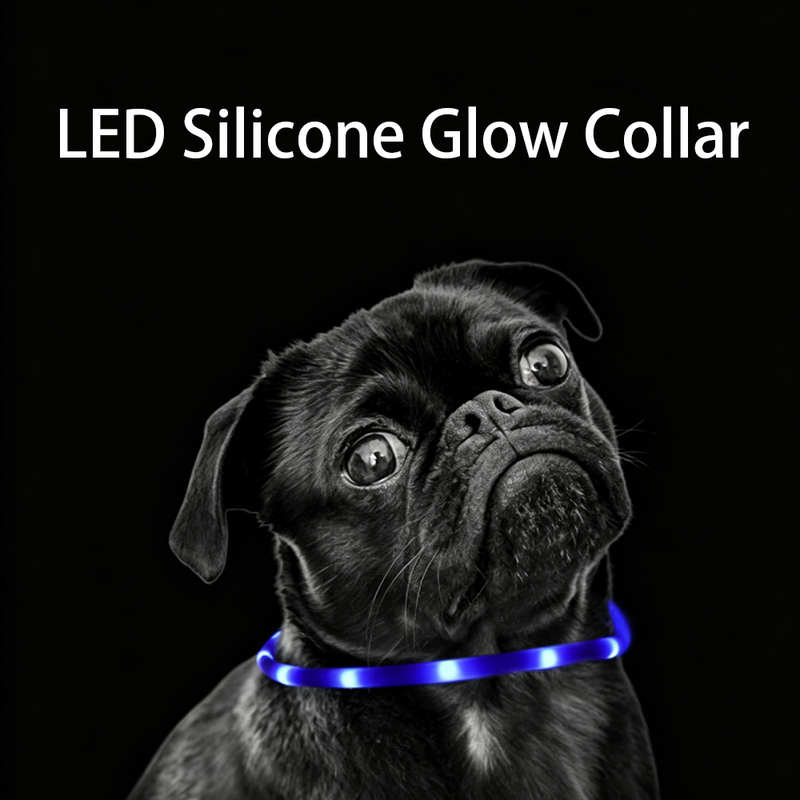 USB Rechargeable LED Silicone Glow Dog Collar with Buckle and Light Beads-yellow-70cm