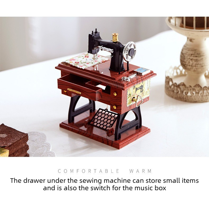 Vintage Sewing Machine Model Music Box Ornament Creative Gift
