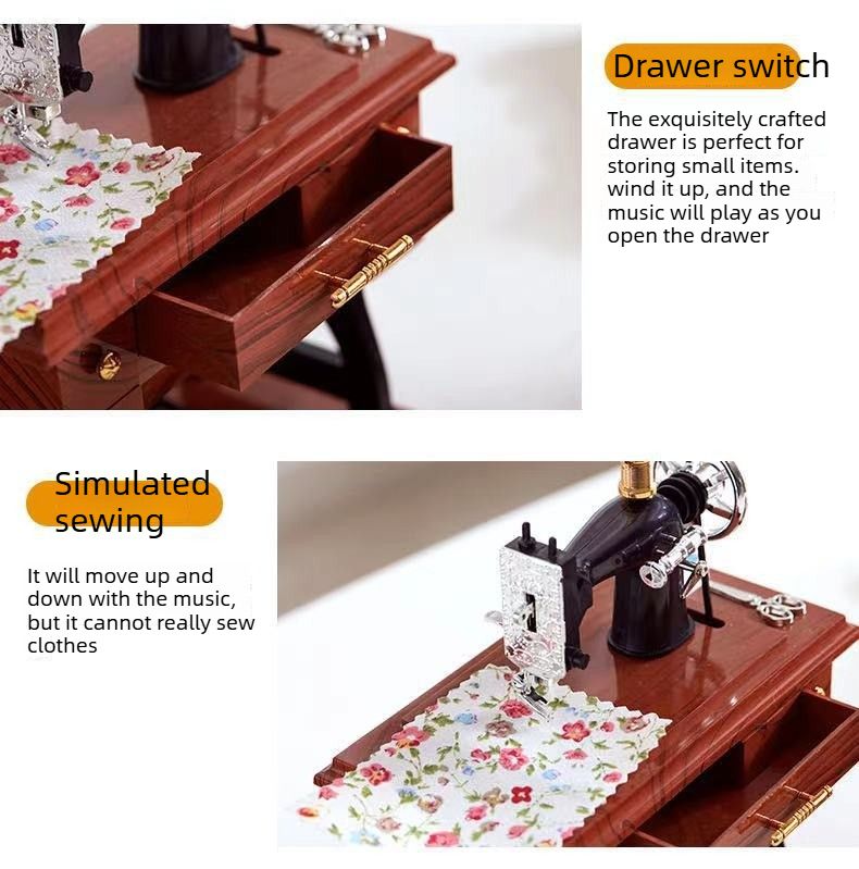 Vintage Sewing Machine Model Music Box Ornament Creative Gift