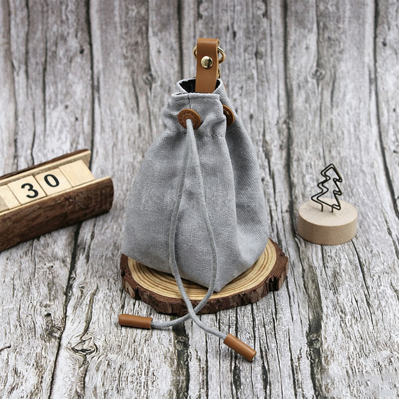 Pet Food Storage Drawstring Bag,Outdoor Training Treat Pouch-gray