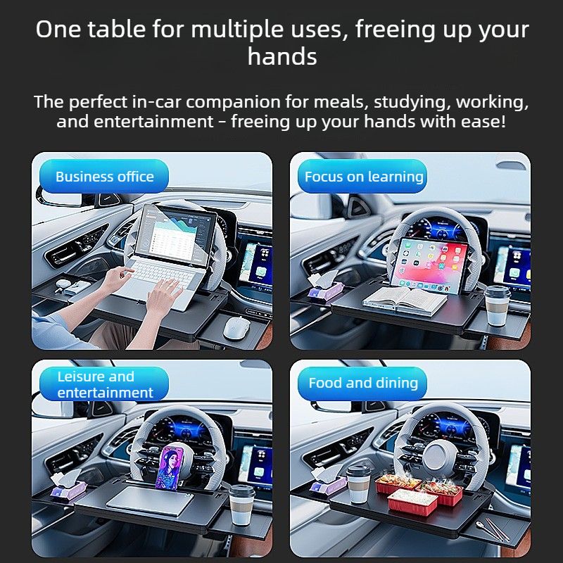 Multi-functional Car Tray Table with Cup Holder-black