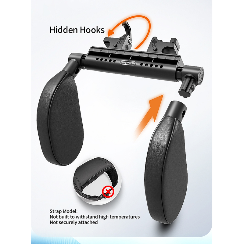 Adjustable Car Headrest Travel Memory Foam Neck Pillow - Double Hooks - Black