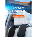 Adjustable Car Headrest Travel Memory Foam Neck Pillow - Double Hooks - Grey