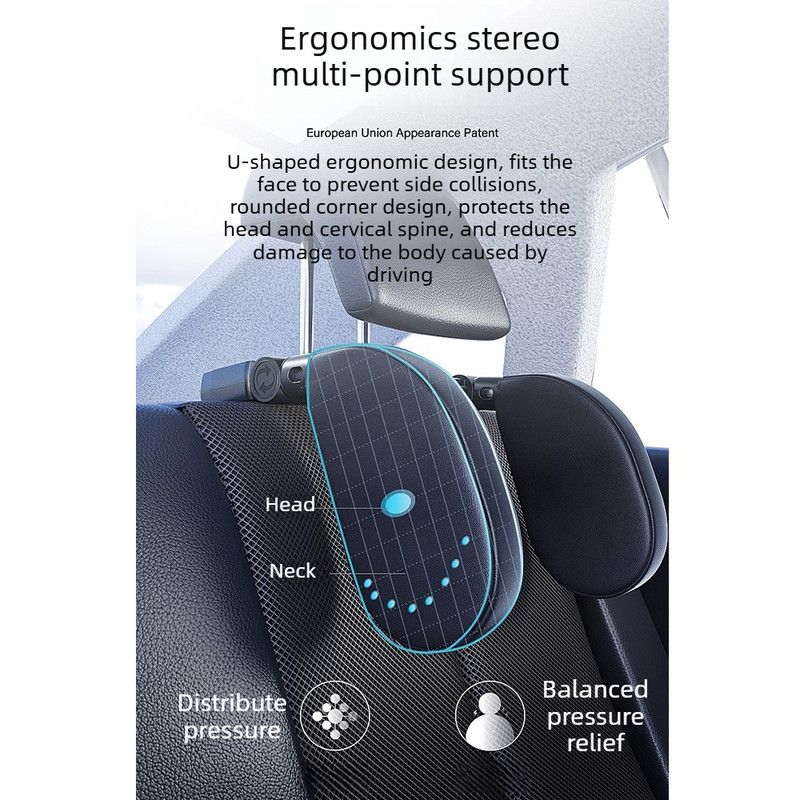 Adjustable Car Headrest Travel Memory Foam Neck Pillow - With Hook - Aromatherapy Version - Coffee 