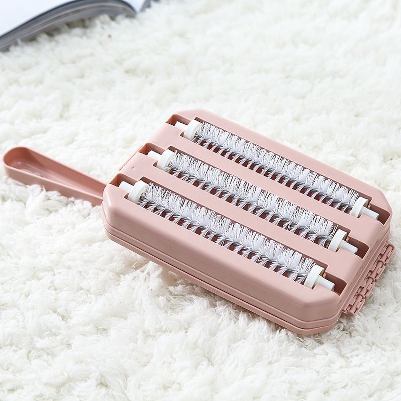 1PC 3-Roller Carpet Cleaning Brush for Home, Multi-functional Roller Brush, Pet Hair Remover for Sofa & Bed - Random Color