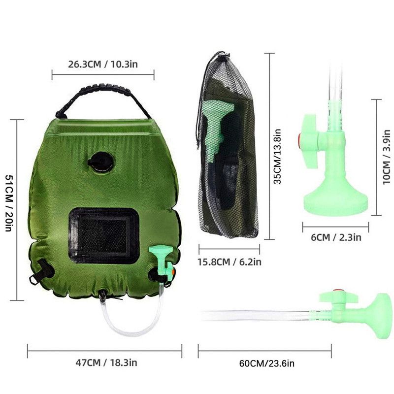 20L Solar Shower Bag - Black