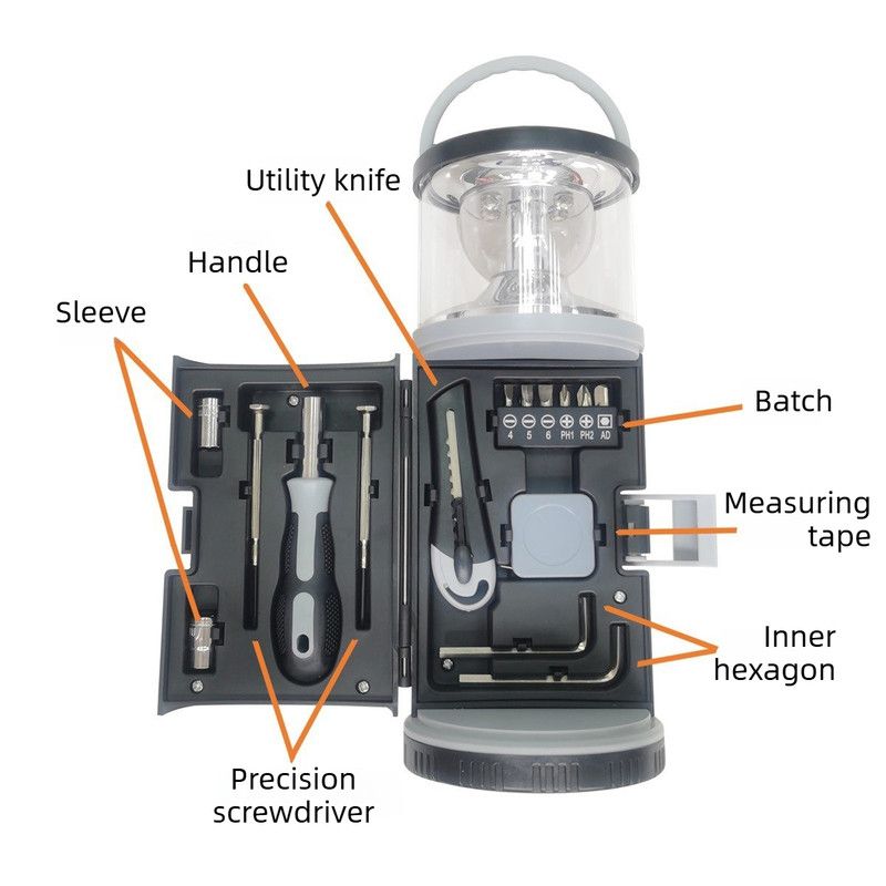 Outdoor Camping Lantern & Hardware Tool Set - Powered by 3 AA Batteries (Batteries Not Included)