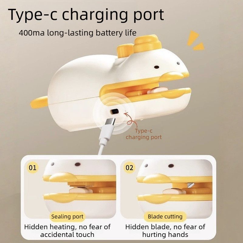 Portable Rechargeable Mini Bag Sealer Heat Sealing Machine with Built-in Cutter for Food Storage