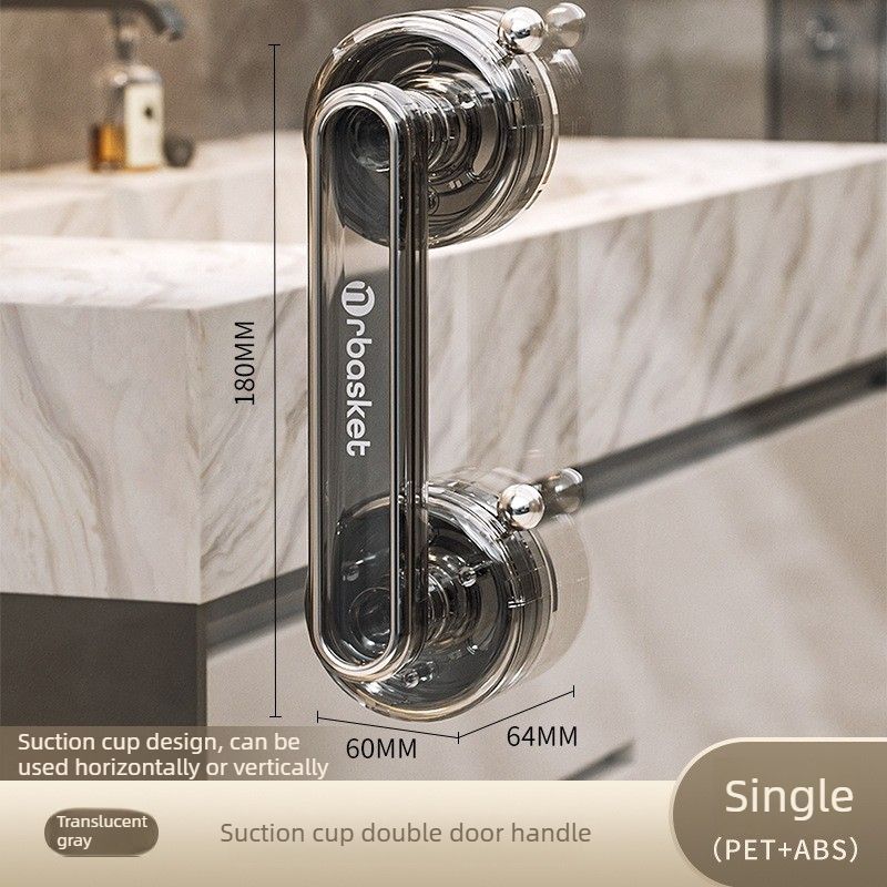Bathroom Suction Cup Door Handle – Twin Suction Cups-Transparent Grey