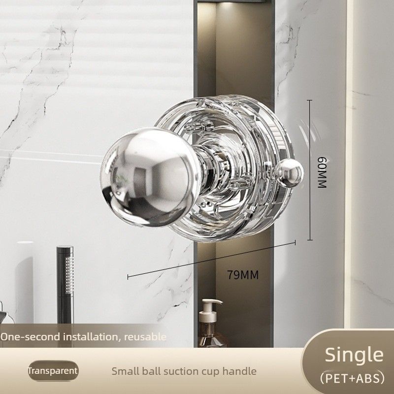 Bathroom Suction Cup Door Handle – Single Suction Cup-Transparent
