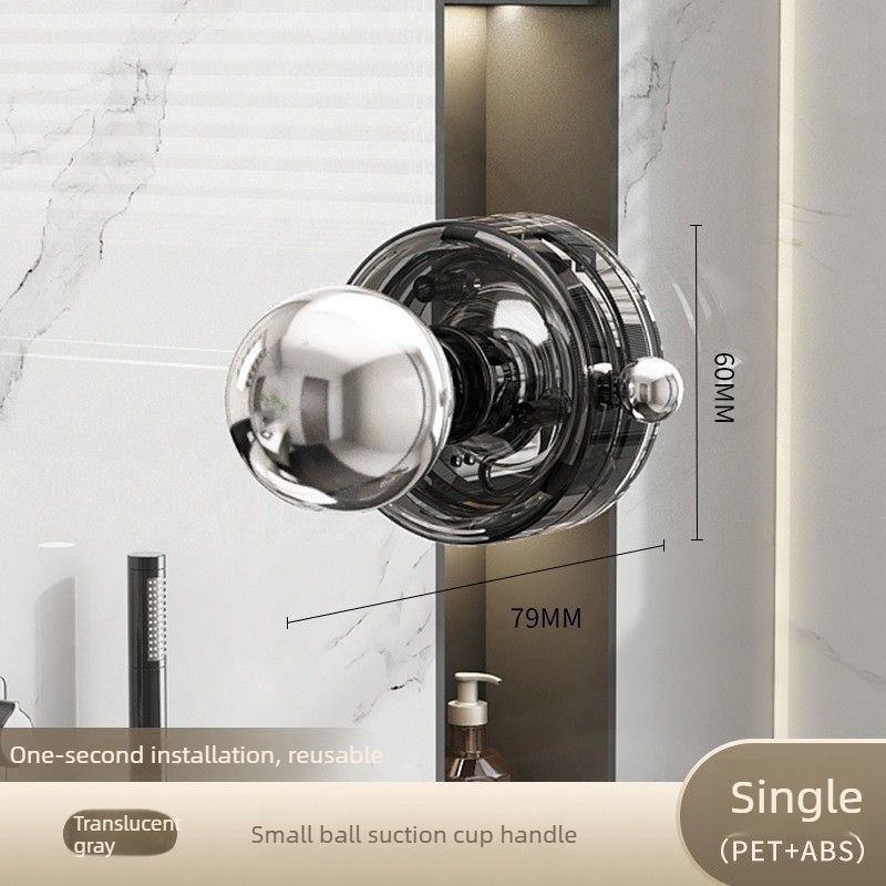 Bathroom Suction Cup Door Handle – Single Suction Cup-Transparent Grey