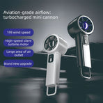 Portable Handheld Turbo Mini Fan Digital Display 199 Speed Adjustable Silent Pocket Fan for Outdoor Travel-white