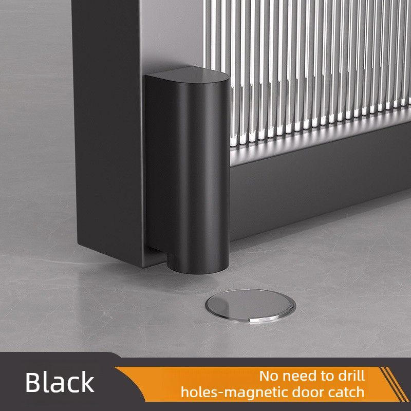 Retractable Door Stop with Bumper for Bedroom and Bathroom-black