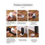 Retractable Door Stop with Bumper for Bedroom and Bathroom-white