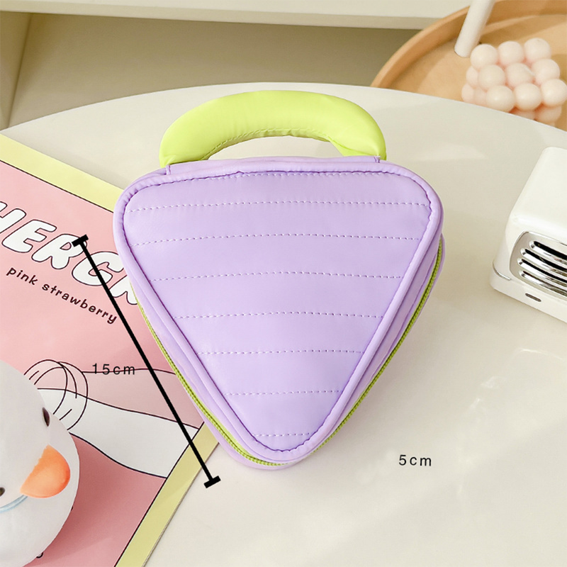 Triangle Dopamine Makeup Bag, Lipstick Storage Pouch –Purple