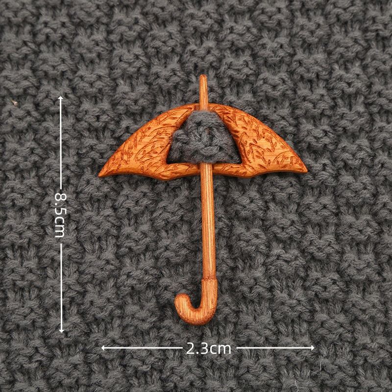 Brooch pin with woodenanimal pattern-Umbrella