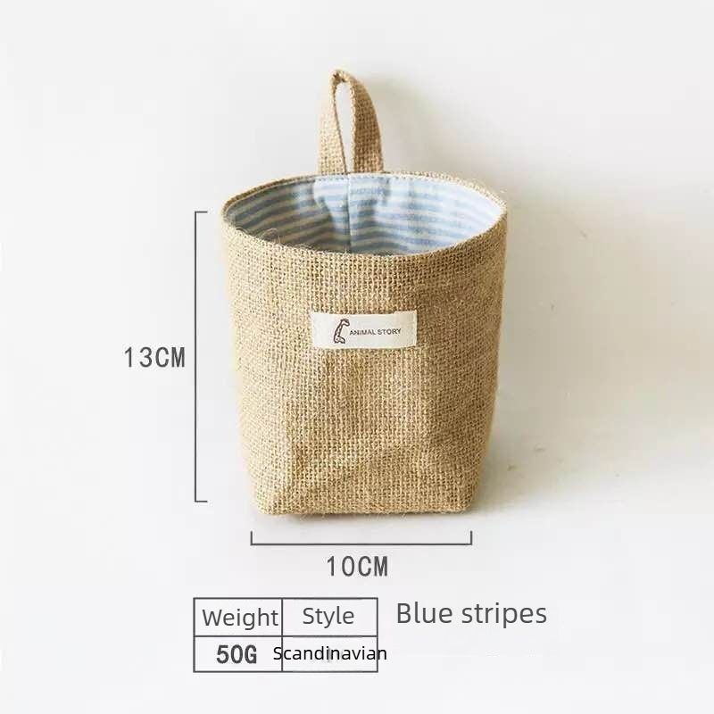 Cotton Linen Wall Hanging Storage Bag-Blue Stripes