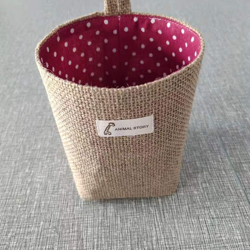 Cotton Linen Wall Hanging Storage Bag-Red Polka Dots