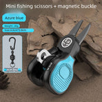 Fishing Scissors - Labor-Saving Serrated Style + Strong Magnetic Buckle-blue