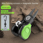 Fishing Scissors - Labor-Saving Serrated Style + Strong Magnetic Buckle-green