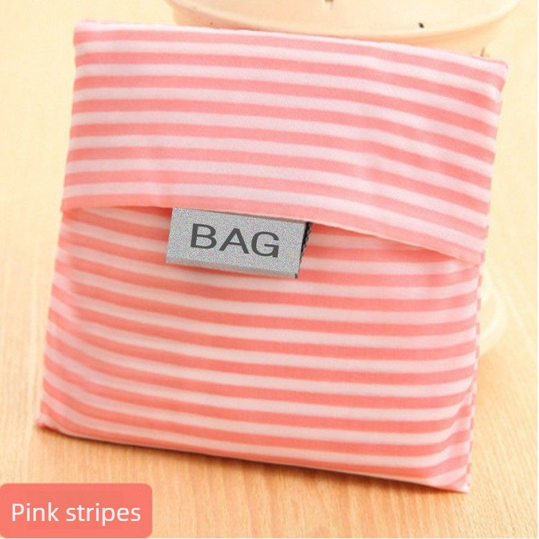 Eco-Friendly Shopping Bag - Pink Striped - 2PCS
