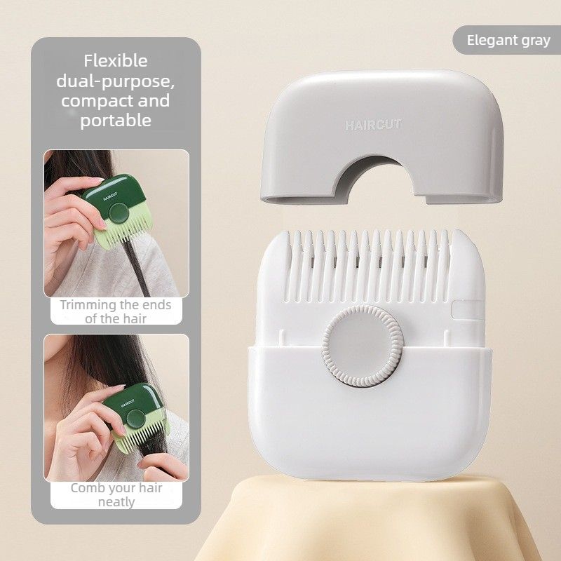2 in 1 Hair Trimming Comb, Portable Hair Thinner Tool for Bangs & Split Ends, Home DIY Hair Cutting Shaper-gray