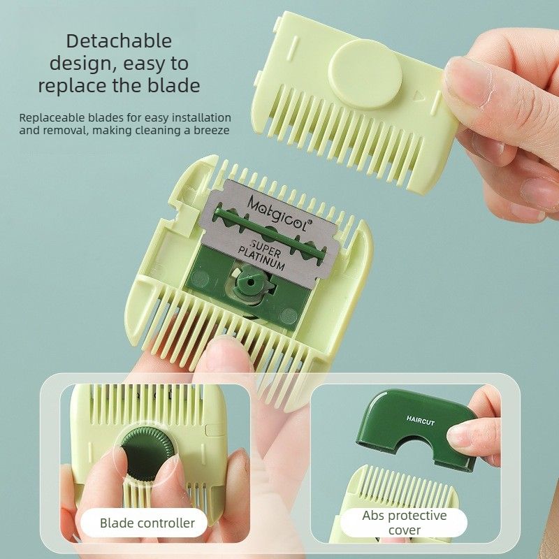 2 in 1 Hair Trimming Comb, Portable Hair Thinner Tool for Bangs & Split Ends, Home DIY Hair Cutting Shaper-gray