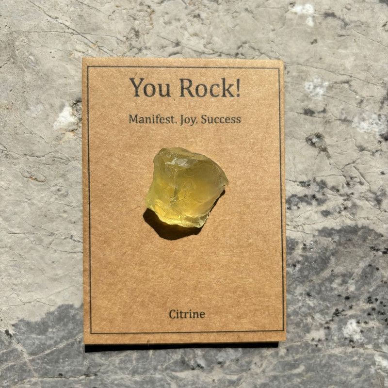 Natural Healing Crystal Stone, Positive Affirmation Gift Card for Meditation & Spiritual Decor-citrine