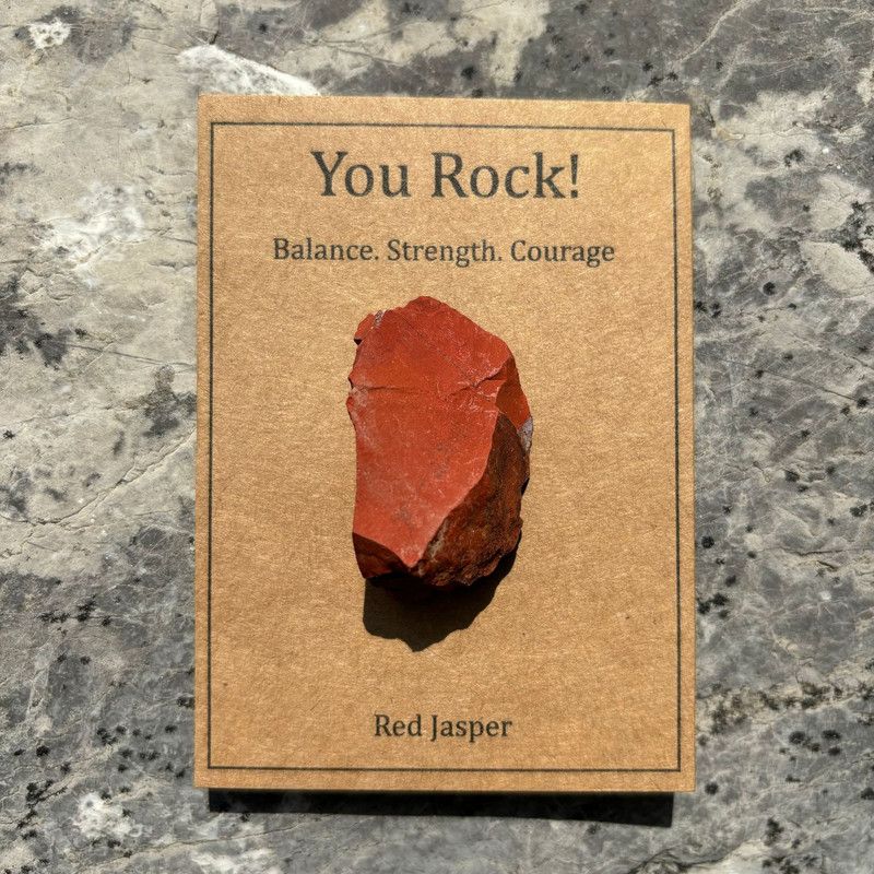 Natural Healing Crystal Stone, Positive Affirmation Gift Card for Meditation & Spiritual Decor-red jasper