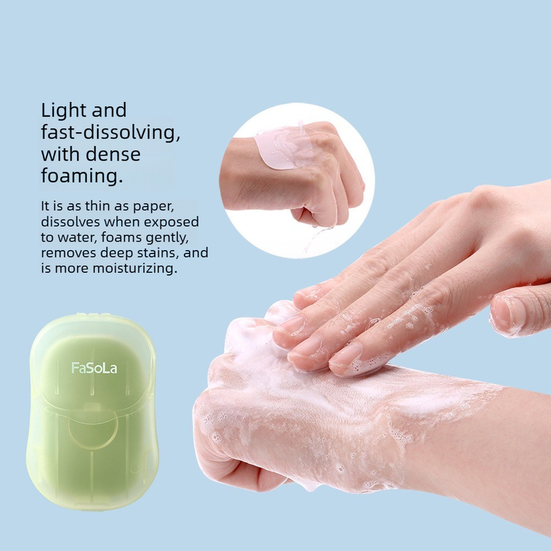 Portable Disposable Soap Paper Sheets, Travel Hand Washing Soap Flakes-Green Tea