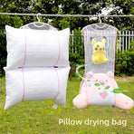 1PC Pillow Drying Helper, Foldable Storage Drying Mesh Net - Pink - Large Double Layer 43*85cm