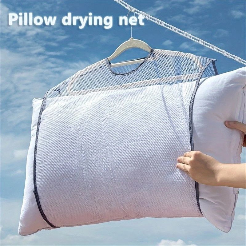 1PC Pillow Drying Helper, Foldable Storage Drying Mesh Net - gray - Large Single Layer 45*55cm