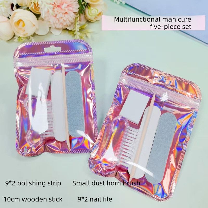 Portable 5-Piece Manicure Set - White-Grey