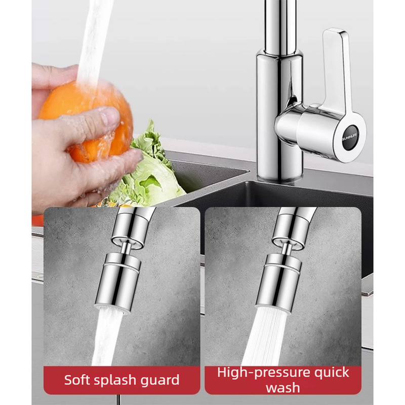 Rotatable Kitchen Faucet Extender - 2-Speed - Grey
