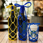 Foldable Portable Wine Bottle Tote Bag Storage Bag - Blue