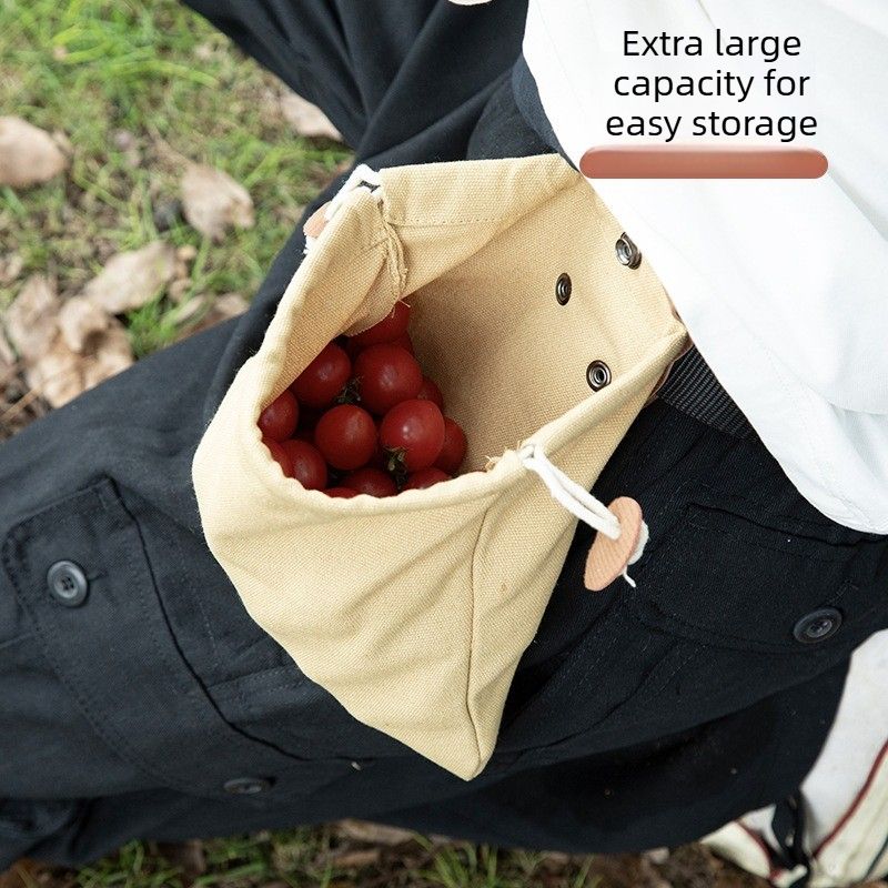 Outdoor Fruit Picking Bag, Waist-Hanging Storage Bag-Black