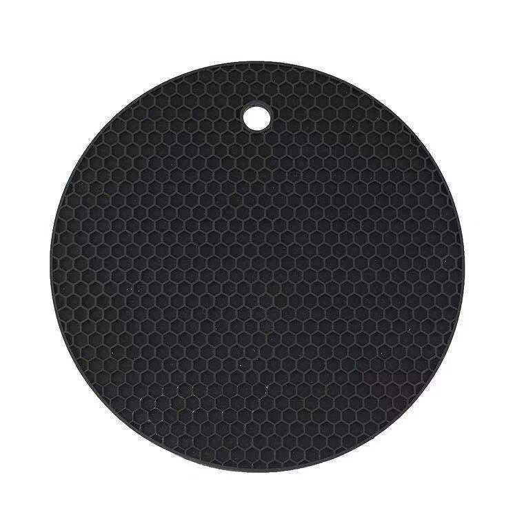 Round Honeycomb Silicone Placemat - Black