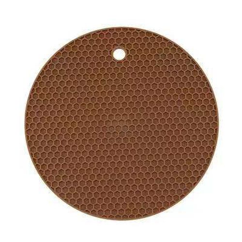Round Honeycomb Silicone Placemat - Coffee