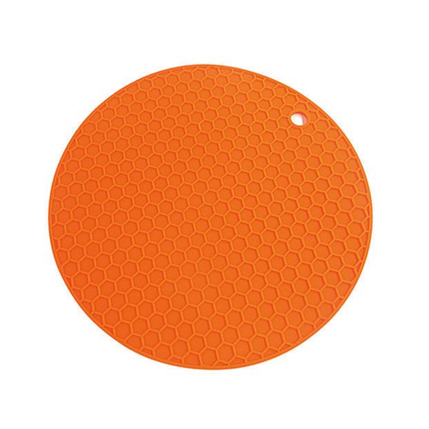 Round Honeycomb Silicone Placemat - Orange