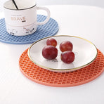 Round Honeycomb Silicone Placemat - Orange