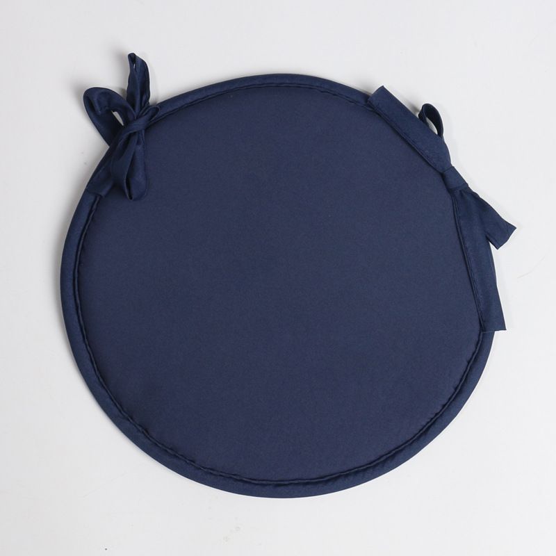 Thickened Round Sponge Strap Seat Cushion - Diameter 38cm-Navy Blue