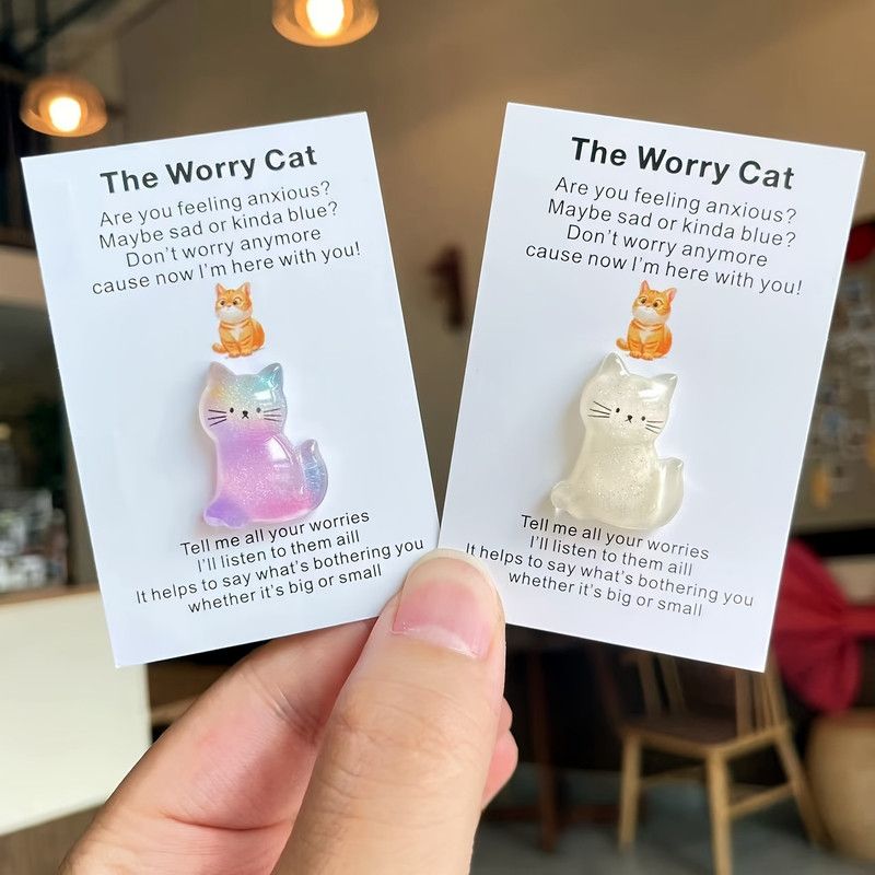 2-Piece Pocket Cat Hug Card Set — Encouragement Cards, Friendship Keepsake Gift